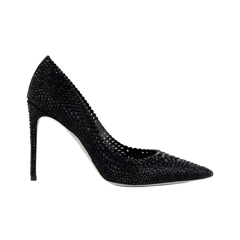 RENE CAOVILLA Carrie Slim Heel High Heels 10.5cm Women's Black-1