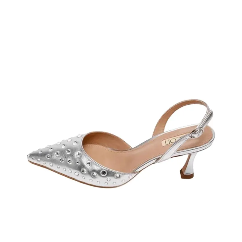 NICOLI Lozano Slim Heel High Heels 7cm Women's Silver-0