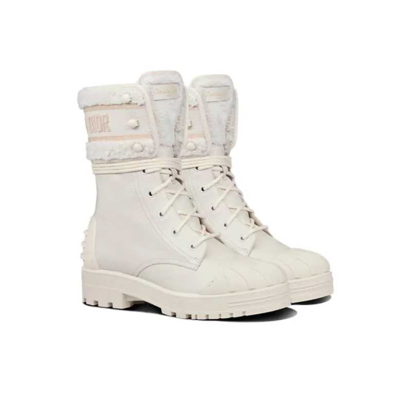 DIOR D-Major Mid-Calf Boots Women's Ecru-3