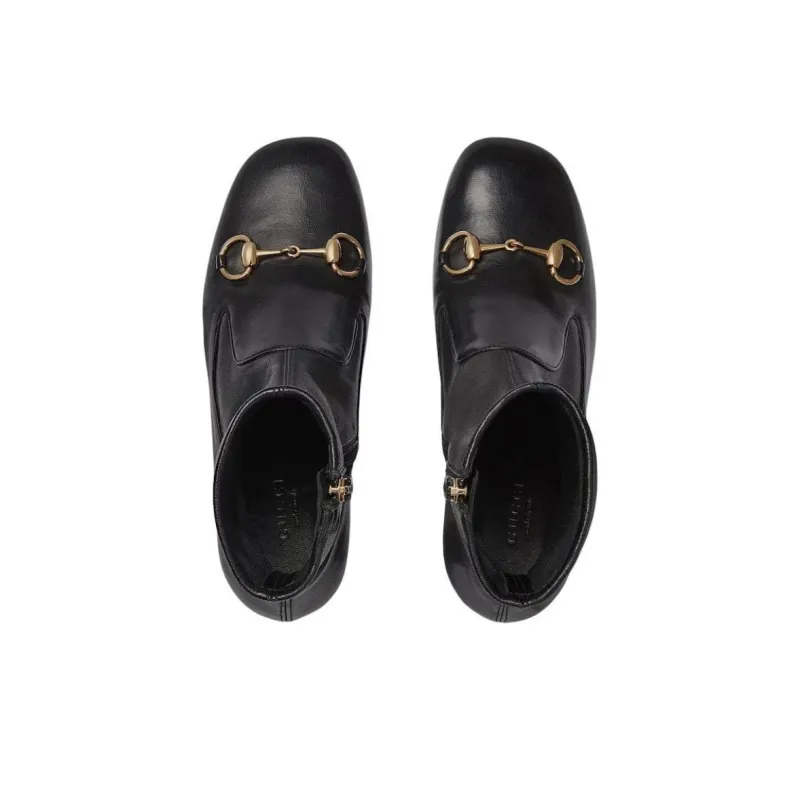 GUCCI Horsebit Ankle Boots 7.5cm Women's Black-4
