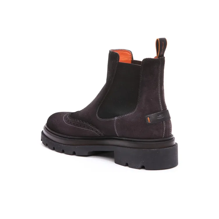 Santoni Round Toe Slip On Ankle Boots-3
