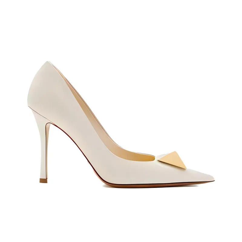 Valentino Slim Heel High Heels 10cm Women's Beige Yellow-1