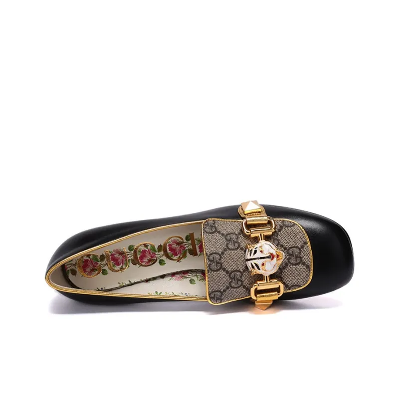 GUCCI Leather And GG Supreme Mid-heel Pumps-4