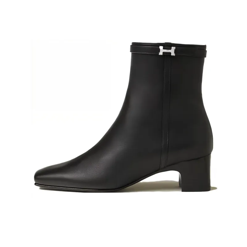 HERMES Hommage Ankle Boots 5cm Women's Black-0