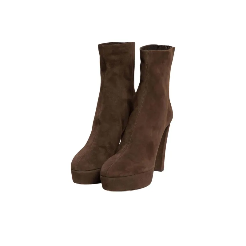 AQUAZZURA Saint Honore Ankle Boots 12cm Women's Brown-2