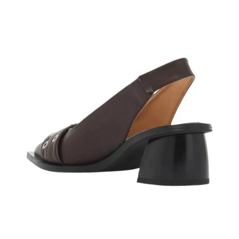 GANNI Chunky Heel High Heels 5cm Women's Brown-3
