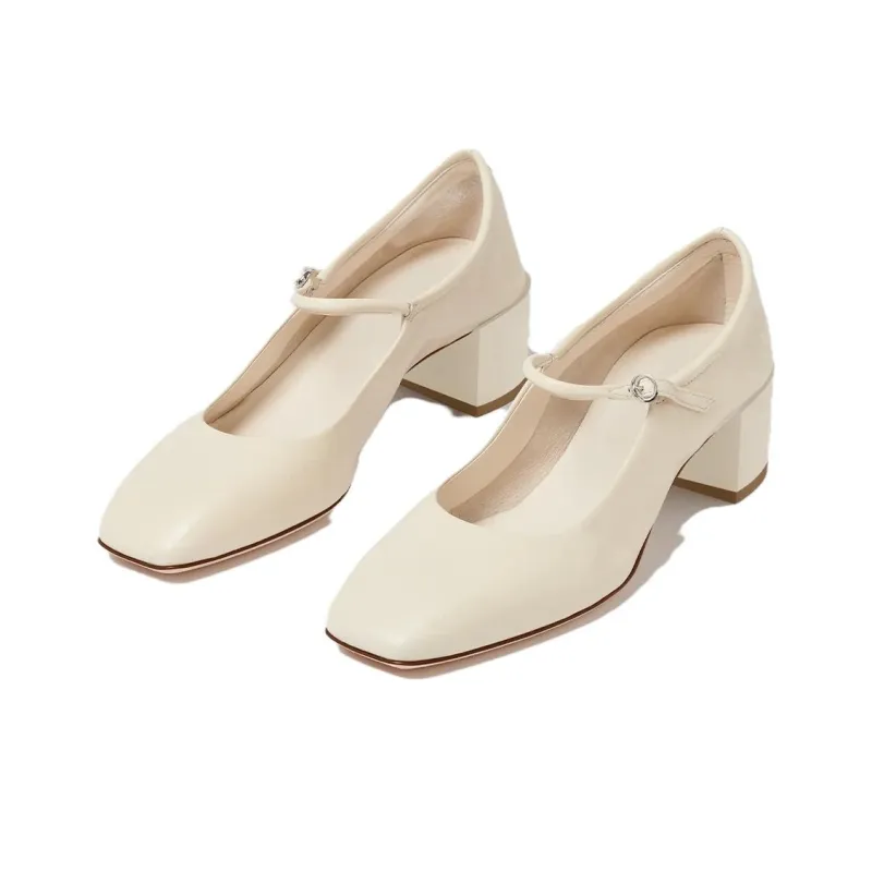 Aeyde Chunky Heel High Heels Women's Cream White-2