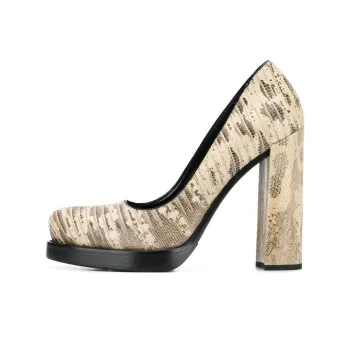 PRADA Chunky Heel High Heels Women's Gray Yellow