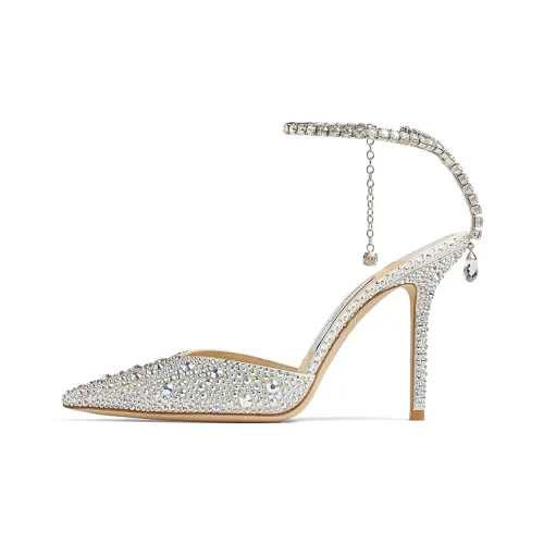 Jimmy Choo Saeda 100 Slim Heel High Heels 10cm Women's Silver