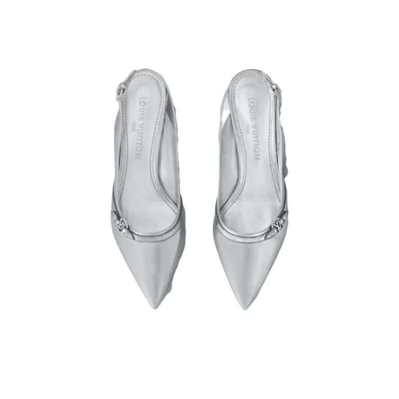 LOUIS VUITTON 6AM Slim Heel High Heels 5.5cm Women's Silver-3