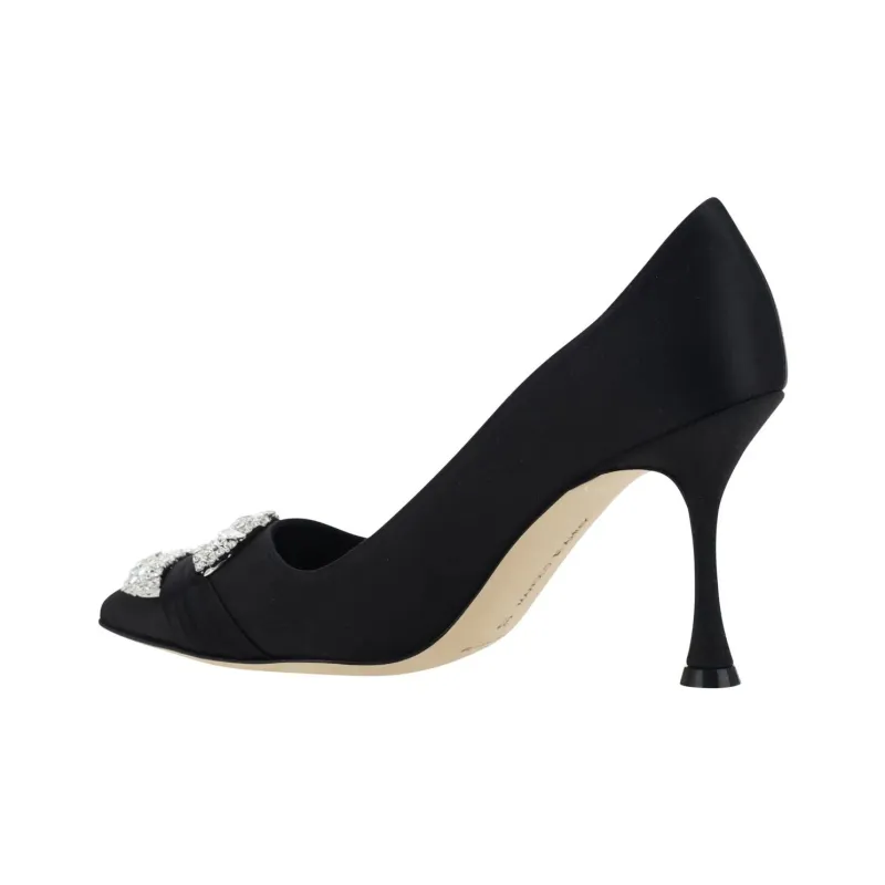 MANOLO BLAHNIK Maida Embellished Satin Pumps-3
