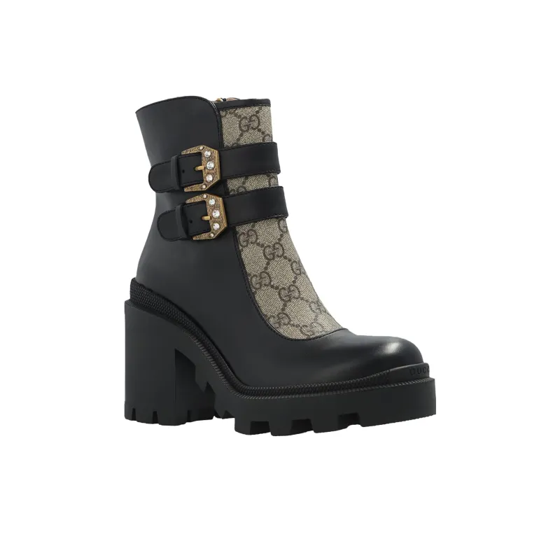 GUCCI Women's Ankle Boot 'Buckles Black Beige' Women's-2