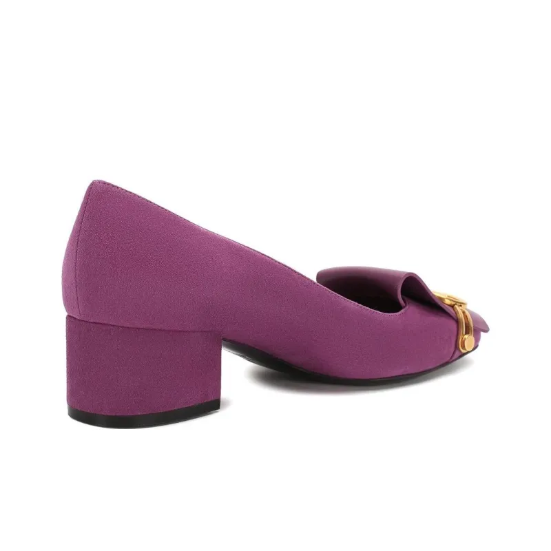 Valentino Chunky Heel High Heels 4.5cm Women's Purple-3