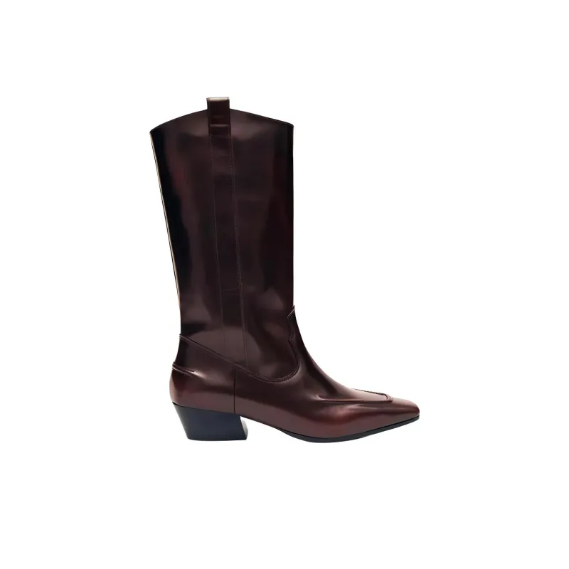 ALOHAS Chase Knee-high Boots 4.5cm Women's Burgundy-1