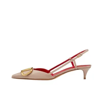 Valentino Vlogo Slim Heel High Heels 4cm Women's Nude Pink
