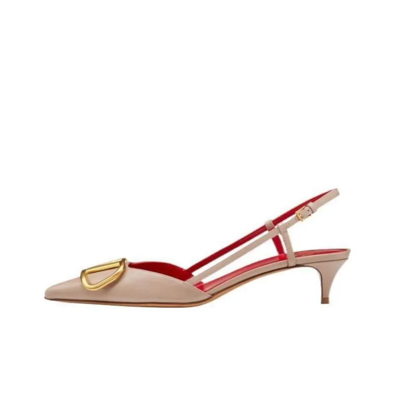 Valentino Vlogo Slim Heel High Heels 4cm Women's Nude Pink-0