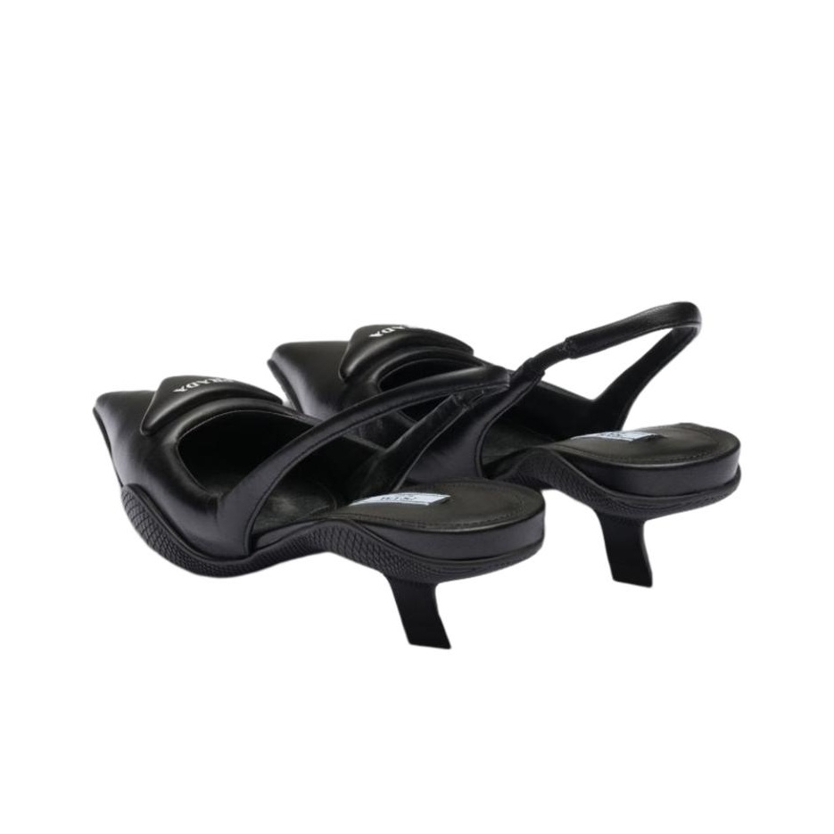 PRADA Soft Padded Slingback Pumps Black Leather - POIZON