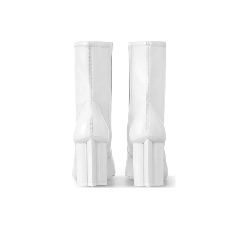 LOUIS VUITTON Silhouette Ankle Boots 8cm Women's White-3