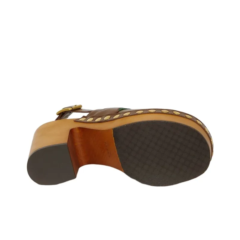 GUCCI Horsebit Chunky Heel High Heels Women's Brown-5