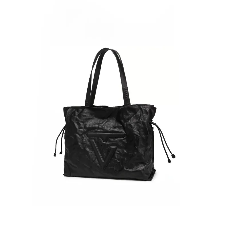 TangGuh Cow Leather Tote Bag Shopping Bag Handbag Large Size Women's Black-1