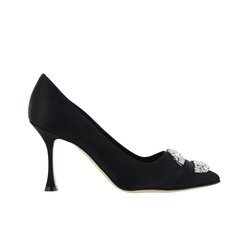MANOLO BLAHNIK Maida Embellished Satin Pumps-1