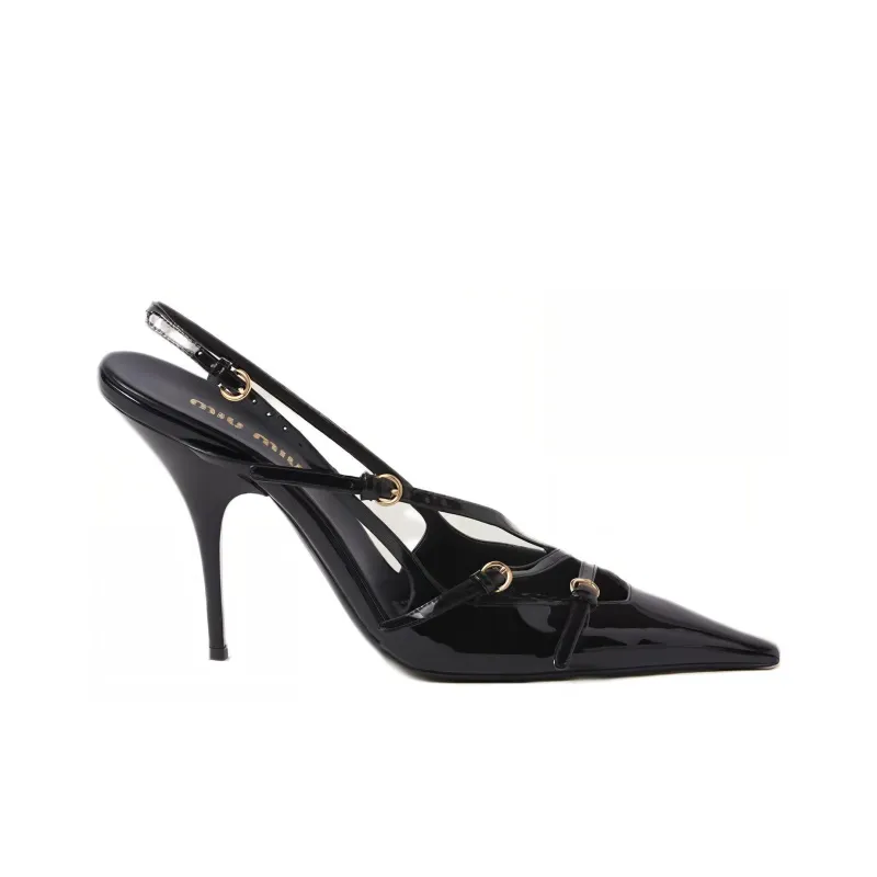MIU MIU Buckle-embellished 105mm Slingback Pumps-1