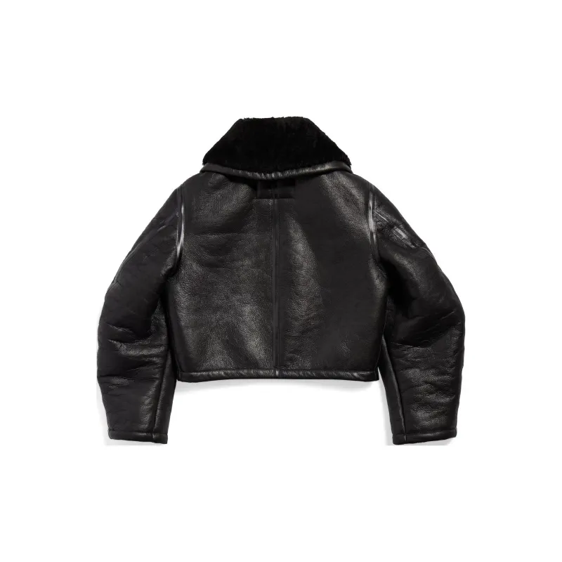Balenciaga Leather Jacket Women's Black-1