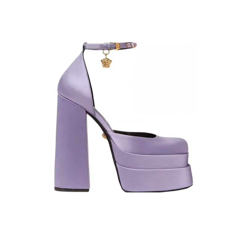 VERSACE Medusa Aevitas 155mm Platform Pumps Lilac Satin-1