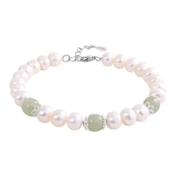 SINO GEM Pearl Silver Bracelet Women's