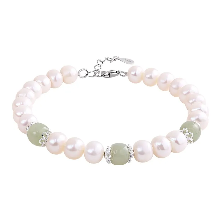 SINO GEM Pearl Silver Bracelet Women's-0