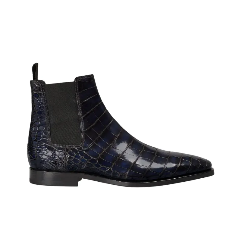 BERLUTI Caractère Éclair Short Chelsea Boots Men's Black Blue-1
