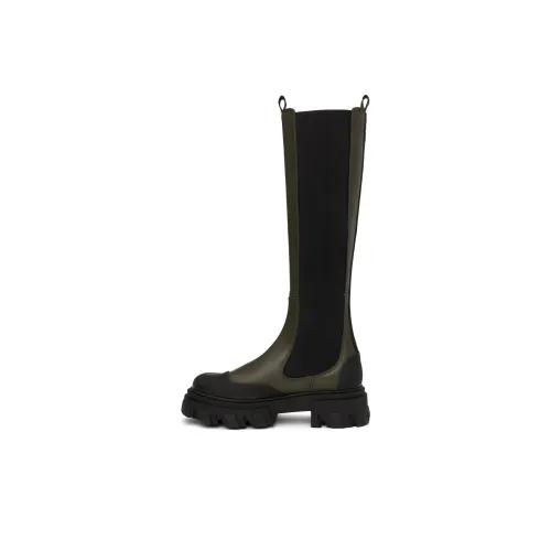 Alexander McQueen Tread Slick Knee High Boots Khaki Black Women's