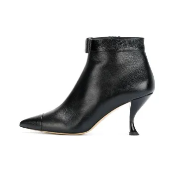 THOM BROWNE Bowed Curved Heel Bootie In Pebble Grain Leather