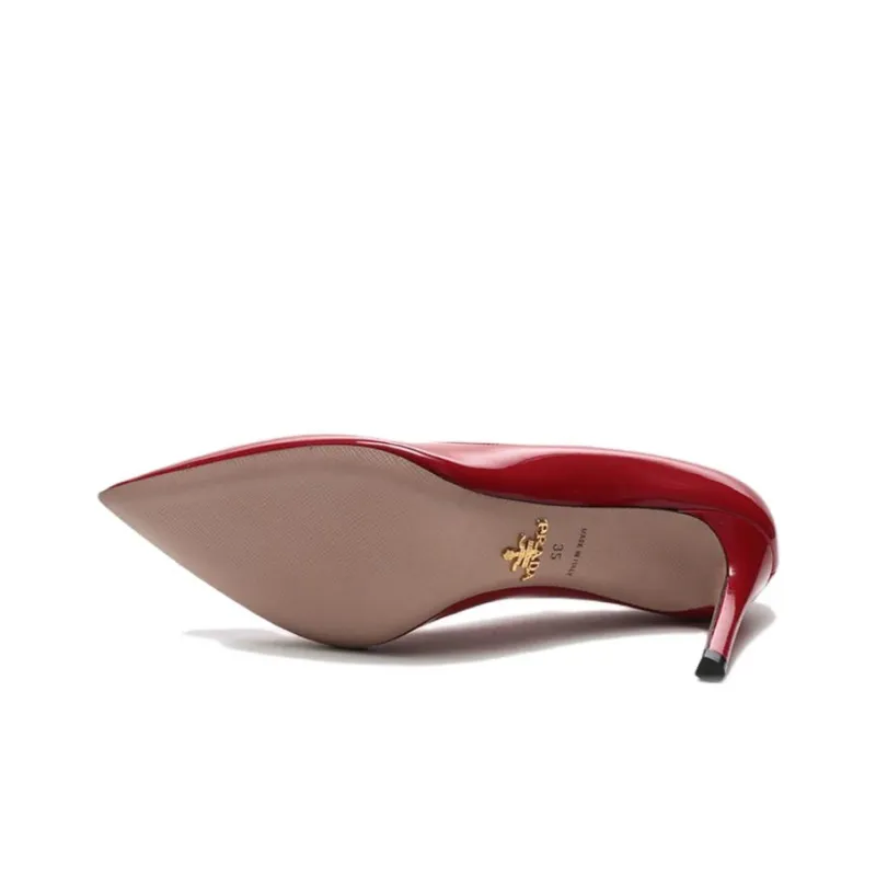 PRADA Slim Heel High Heels 8.5cm Women's Red-5