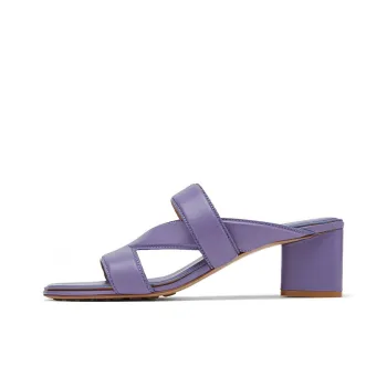 Bottega Veneta Leather Crossover Strap Sandal Purple Women's