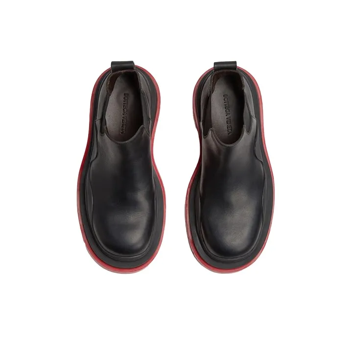 Bottega Veneta Tire Ankle Chelsea Boot Black Red Women's-4