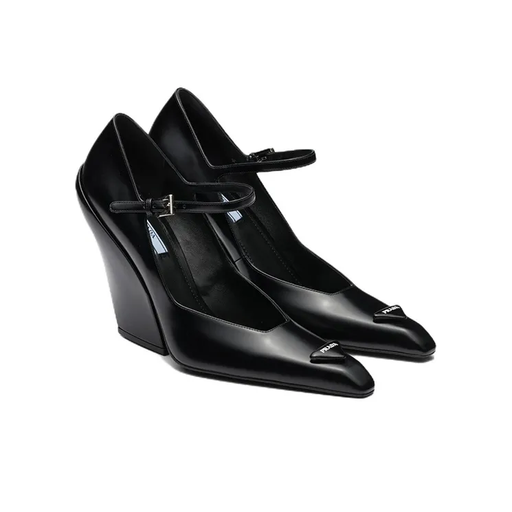 PRADA Brushed Leather Pumps 'Black' Women's-2