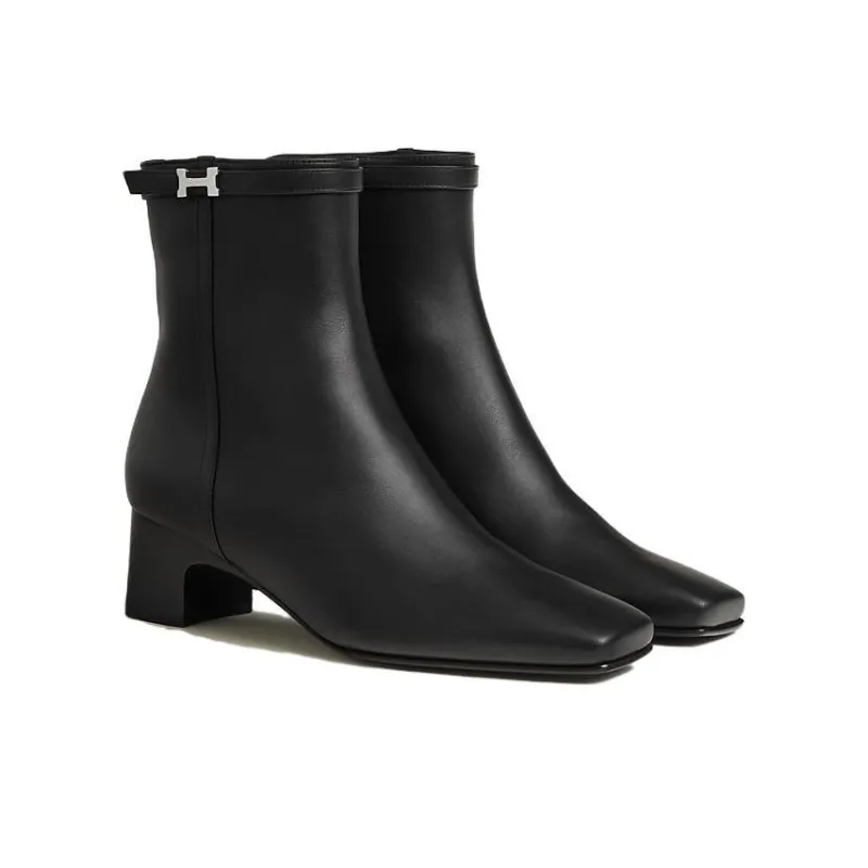 HERMES Hommage Ankle Boots 5cm Women's Black-2