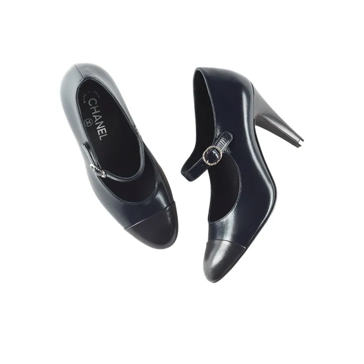 CHANEL High Heels Women's Marine Blue-3