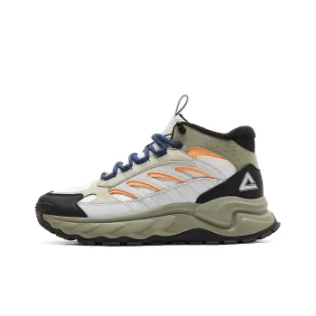 PEAK Anti Slip And Wear Resistant Rebound High Top Casual Shoes Men's Light Gray Green