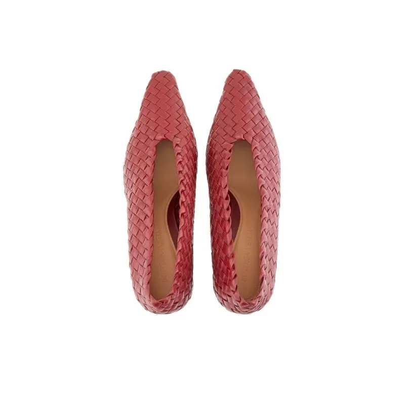 Bottega Veneta Chunky Heel High Heels 7.5cm Women's Red-1