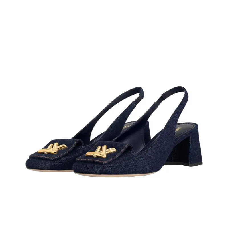 LOUIS VUITTON Shake Chunky Heel High Heels 5.5cm Women's Dark Blue-2