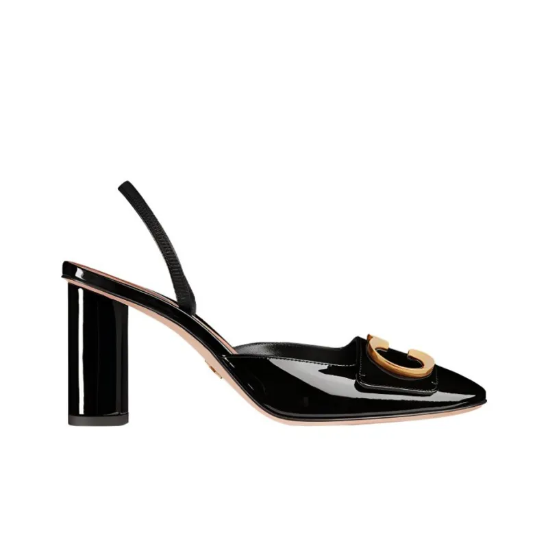 DIOR C'est Dior Chunky Heel High Heels 8cm Women's Black-1