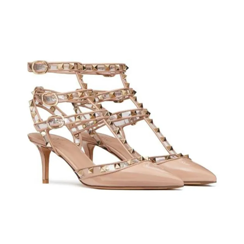 Valentino Rockstud GARAVANI Slim Heel High Heels 6.5cm Women's Pink-2