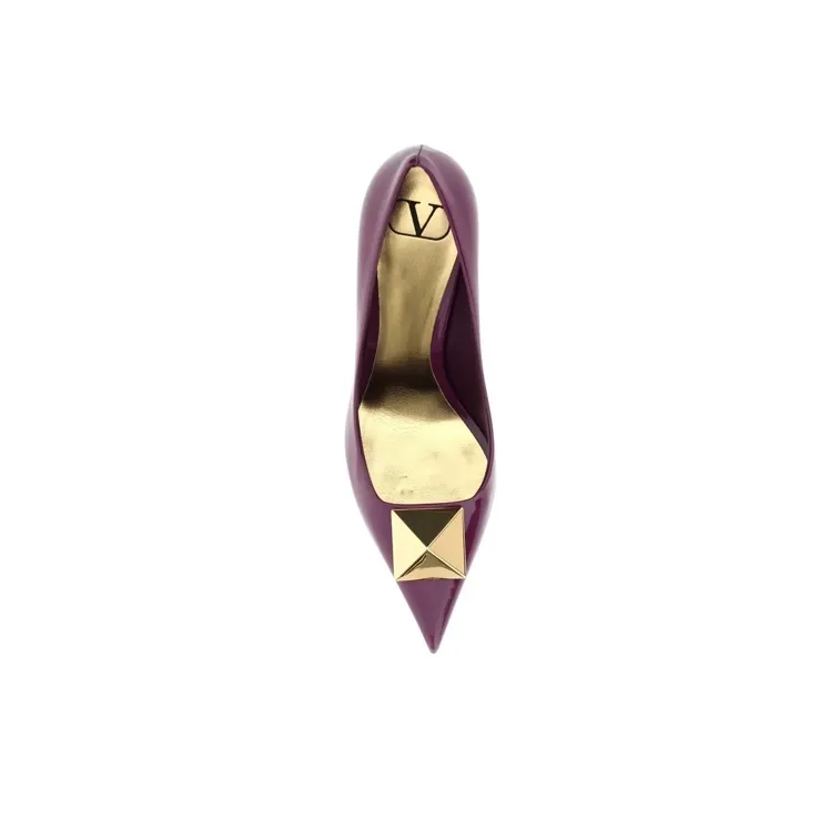 Valentino One Stud Slim Heel High Heels 10.5cm Women's Purple-3