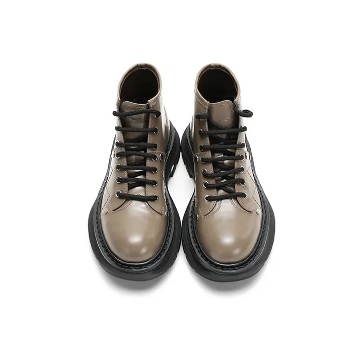 Alexander McQueen Lace Up Ankle Boots 'Khaki' Women's-3