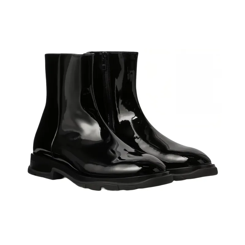 Alexander McQueen Patent leather Ankle Boots 'Black'-2