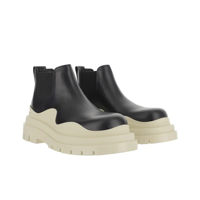 Bottega Veneta Padded Ankle Length Chelsea Boots Men's Beige Black-2
