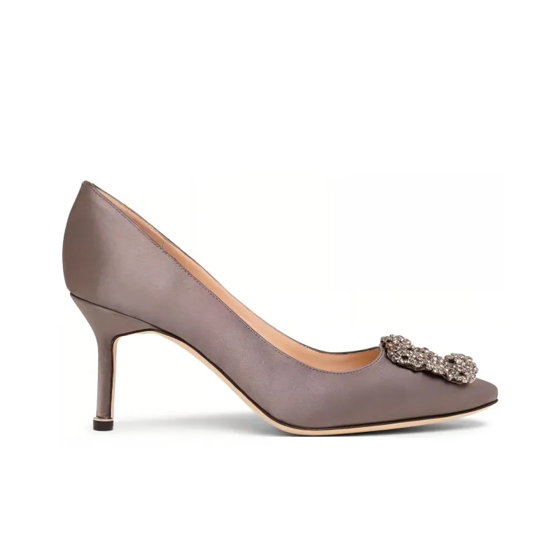 MANOLO BLAHNIK Hangisi 70 Slim Heel High Heels 7cm Women's Gray-1