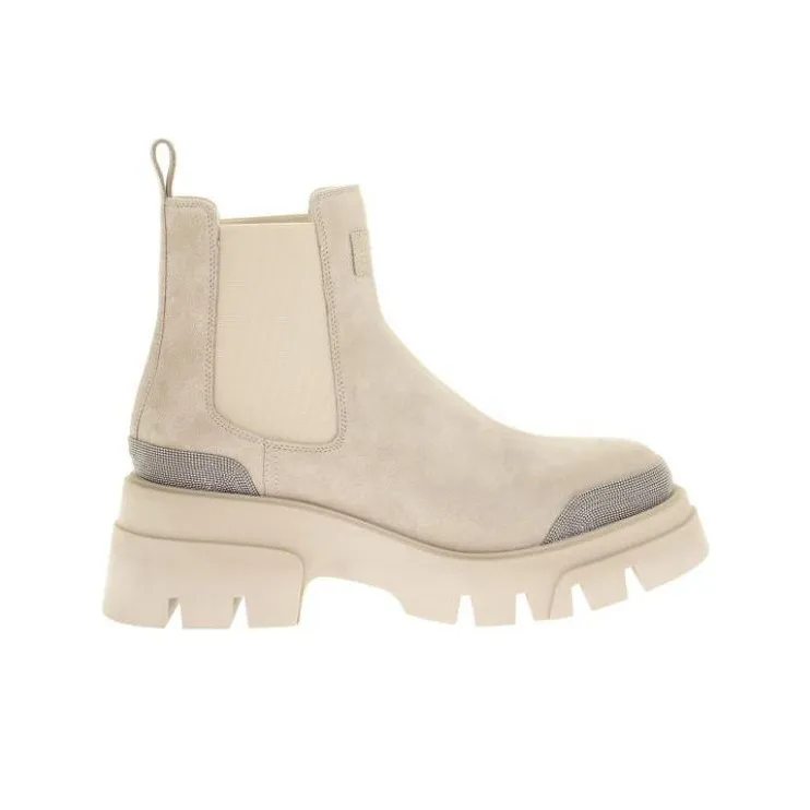 Brunello Cucinelli Short Chelsea Boots Women's Dove Gray-1